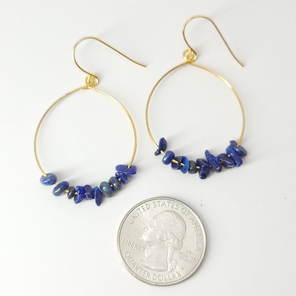 NEW Natural Stones Sterling Silver Hoop Earrings - Picture 6 of 9